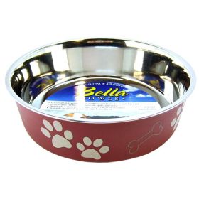 Loving Pets Stainless Steel & Merlot Dish with Rubber Base (Option: Large)