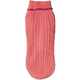 Fashion Pet Cable Knit Dog Sweater Pink (Option: Medium)