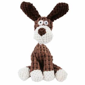 Squeaky Dog Toys Pack for Puppy, Cute Soft Durable Stuffed Animal Plush Dog Chew Toys with Squeakers for Teeth Cleaning, for Small Medium Dogs (Color: Brown)