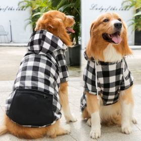 1pc Black Plaid Zip Pocket Pet Sweatshirt; Dog Clothes For Puppy And Cat; Pet Apparel (Color: black, size: XS)