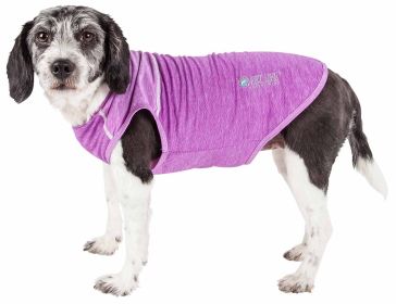 Pet Life Active 'Aero-Pawlse' Heathered Quick-Dry And 4-Way Stretch-Performance Dog Tank Top T-Shirt (Color: purple, size: large)