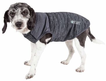 Pet Life Active 'Aero-Pawlse' Heathered Quick-Dry And 4-Way Stretch-Performance Dog Tank Top T-Shirt (Color: black, size: small)