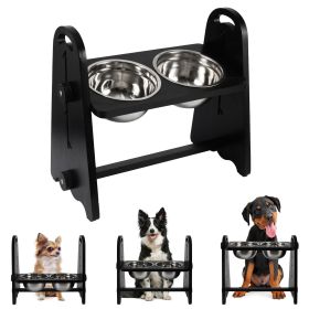 Elevated Dog Bowls for Medium Large Sized Dogs, Adjustable Heights Raised Dog Feeder Bowl with Stand for Food & Water (Color: as Pic)