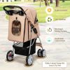 Foldable 4-Wheel Pet Stroller with Storage Basket